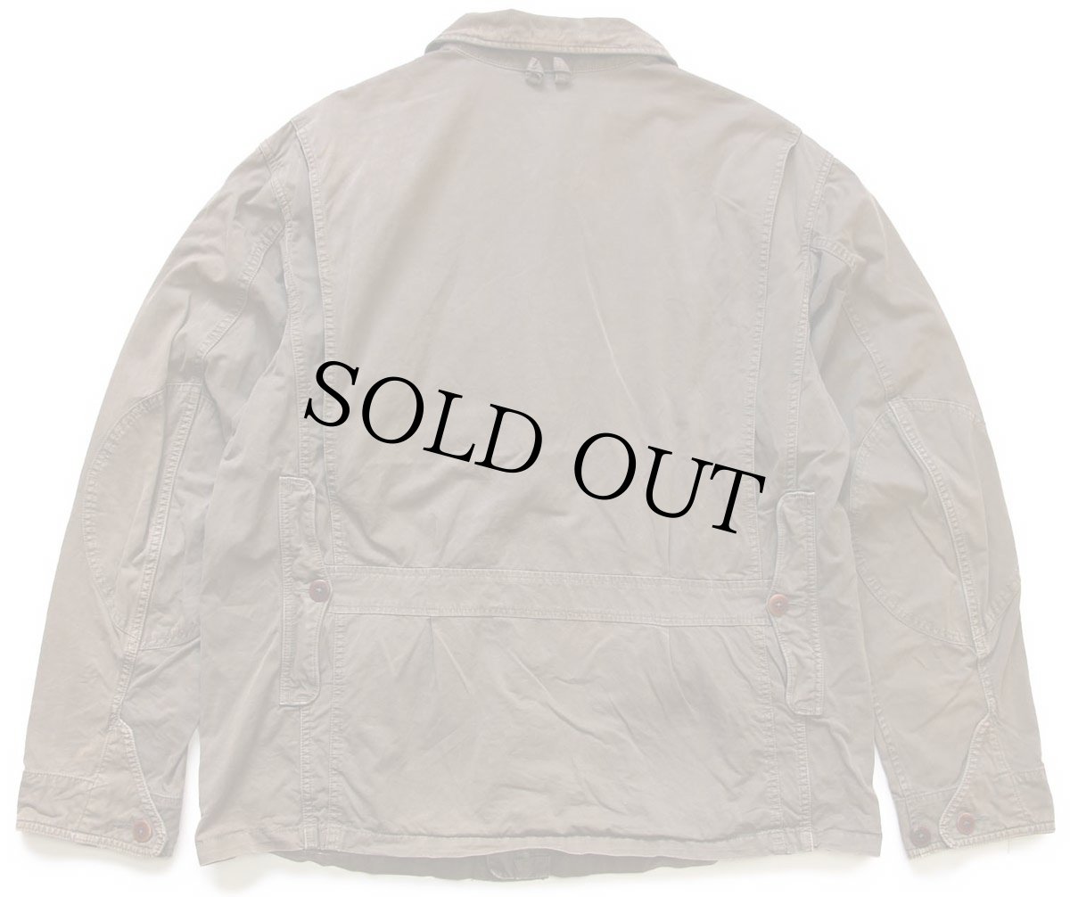 画像2: 00s ポロ ラルフローレン チンスト付き コットンポプリン フィッシングジャケット グレーブラウン フェード XL (2)