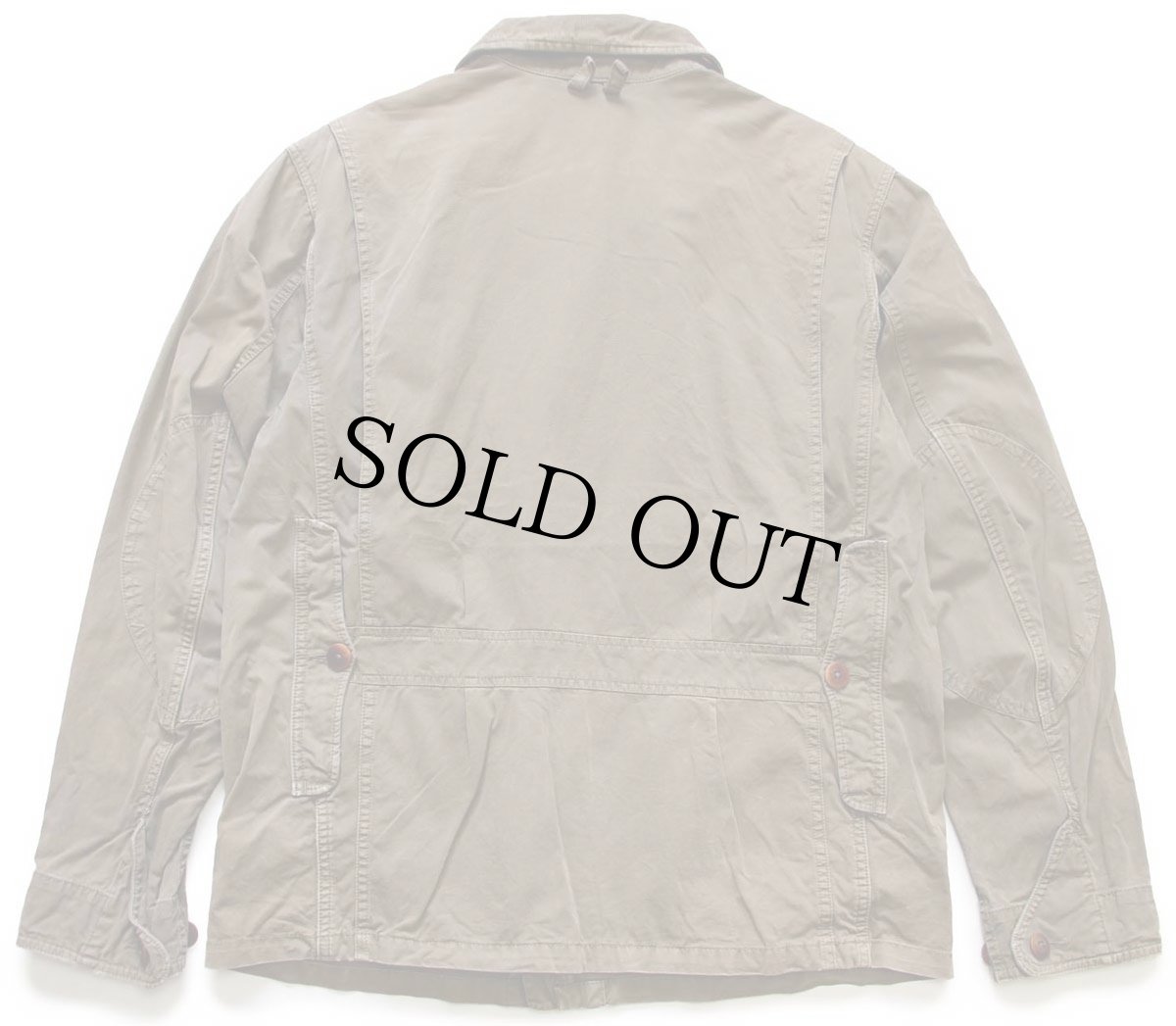 画像2: 00s ポロ ラルフローレン チンスト付き コットンポプリン フィッシングジャケット グレーブラウン フェード M (2)