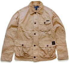 画像1: 00s ポロ ラルフローレン チンスト付き コットンポプリン フィッシングジャケット 薄茶 M (1)