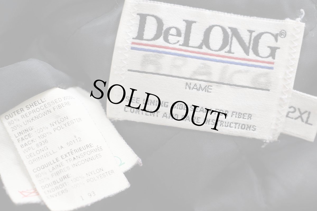 画像4: 90s DeLONGデロング USMMA KP VARSITY CLUB 刺繍 キルティングライナー メルトン ウール 袖革スタジャン 紺 2XL★特大 (4)