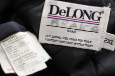 画像4: 90s DeLONGデロング USMMA KP VARSITY CLUB 刺繍 キルティングライナー メルトン ウール 袖革スタジャン 紺 2XL★特大 (4)
