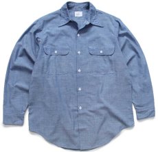 画像2: 70s JCPenney BIGMACビッグマック フィッシング ハンドペイント アート シャンブレーシャツ 15-15.5 (2)
