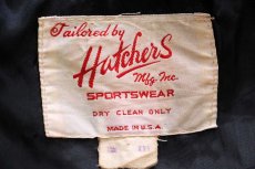 画像4: 70s USA製 Hatchers レタードパッチ付き メルトン ウール 袖革スタジャン 赤×茶 XXL★特大 (4)