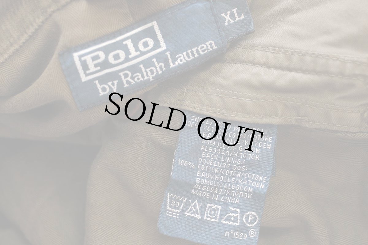 画像4: 00s ポロ ラルフローレン チンスト付き コットンポプリン フィッシングジャケット グレーブラウン フェード XL (4)