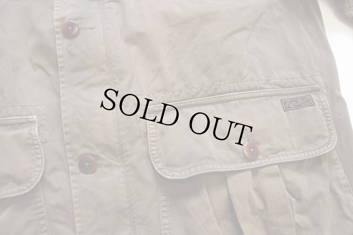 画像6: 00s ポロ ラルフローレン チンスト付き コットンポプリン フィッシングジャケット グレーブラウン フェード XL (6)