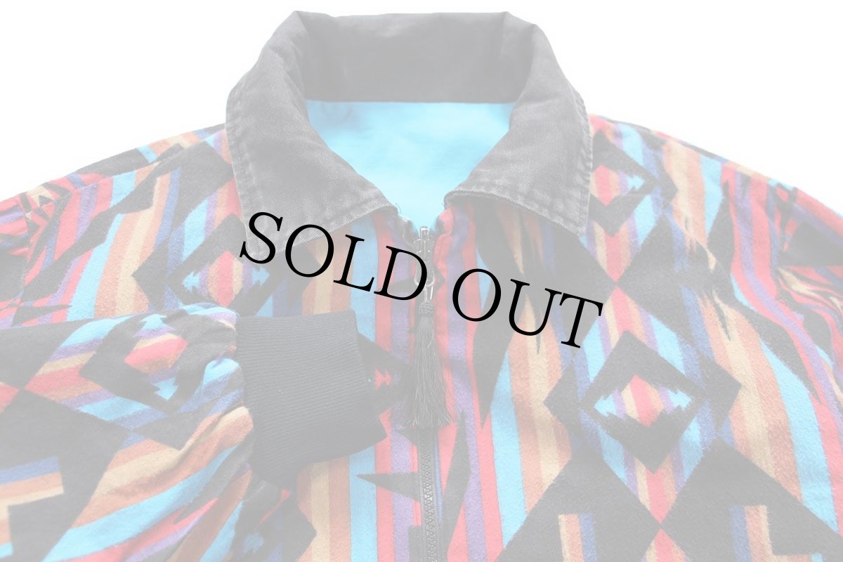 画像3: 90s USA製 Rode Walker ネイティブ柄 シャモア×ダック地 リバーシブル ジャケット M (3)