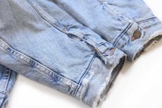 画像8: 90s Levi'sリーバイス チェック ネルライナー ダメージ デニムジャケット 4ポケット XL (8)