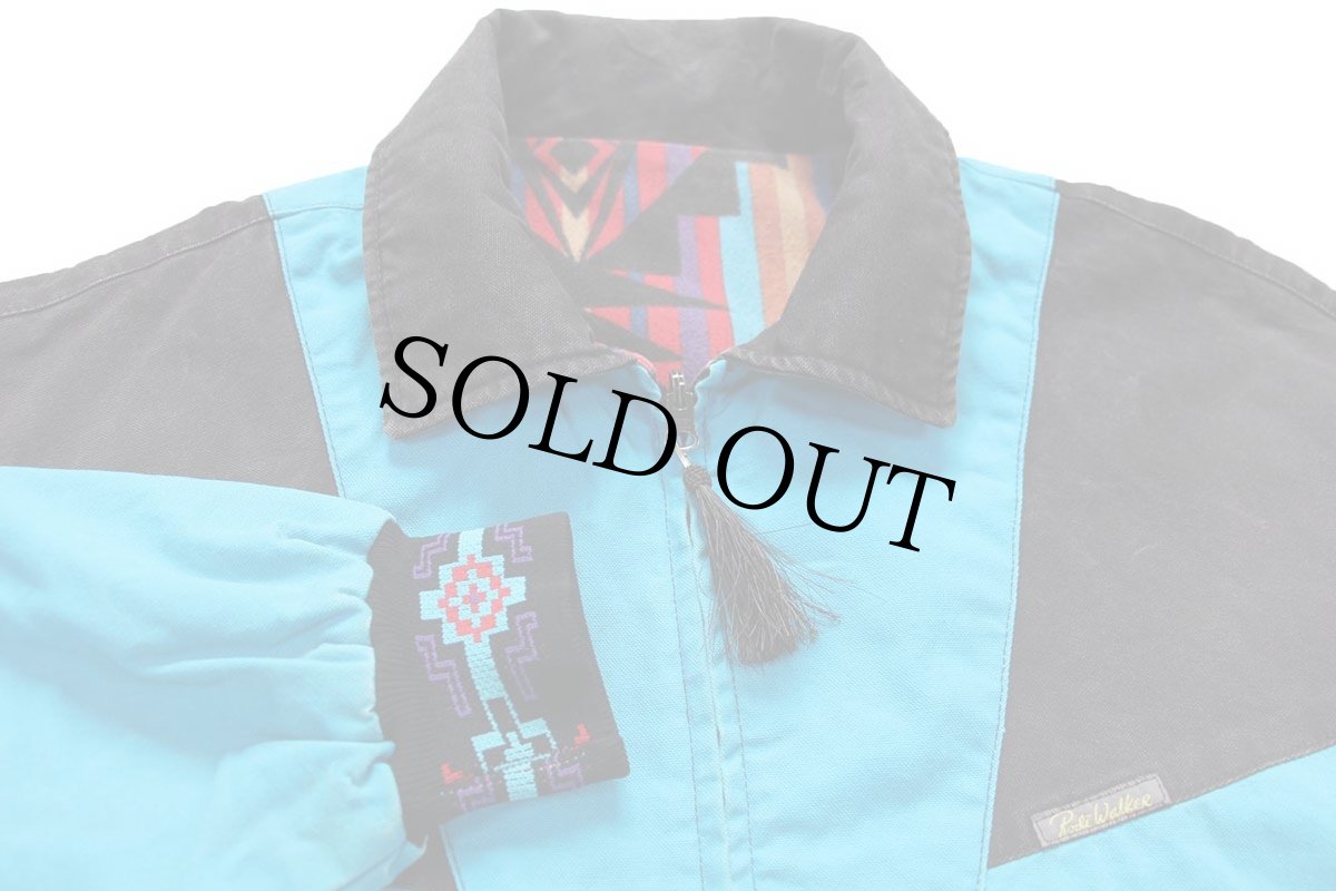 画像8: 90s USA製 Rode Walker ネイティブ柄 シャモア×ダック地 リバーシブル ジャケット M (8)