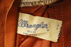 画像6: 70s USA製 Wranglerラングラー フレア スエード レザーパンツ 茶 W32 L32 (6)