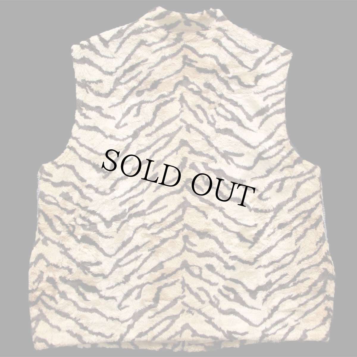 画像2: USA製 JOSEPHINE CHAUS タイガー柄 スタンドカラー フェイクファー ベスト L (2)