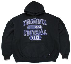 画像1: 00s メキシコ製 RUSSELLラッセル EISENHOWER FOOTBALL 四段プリント スウェットパーカー 黒 XXXL★特大 (1)