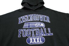 画像3: 00s メキシコ製 RUSSELLラッセル EISENHOWER FOOTBALL 四段プリント スウェットパーカー 黒 XXXL★特大 (3)