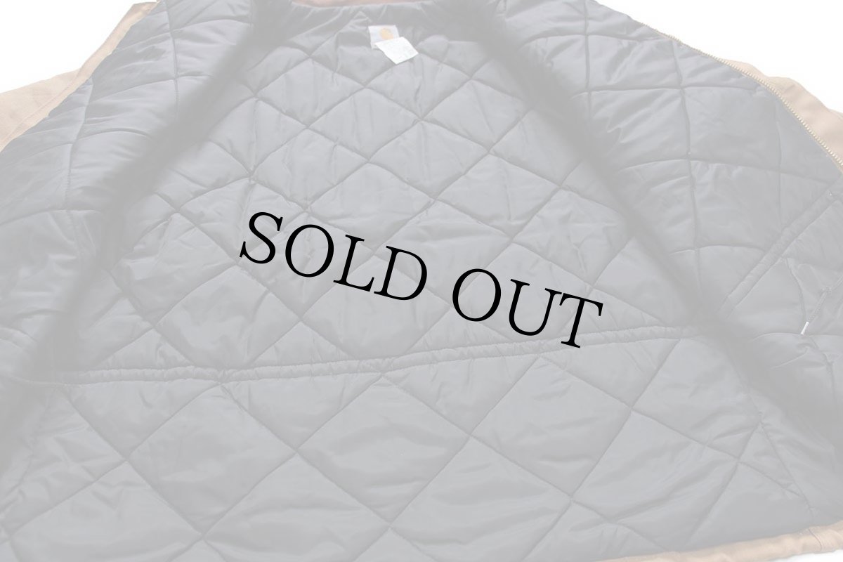 画像5: 00s USA製 carharttカーハート キルティングライナー ダック地 トラディショナルコート 茶 54R★特大 (5)