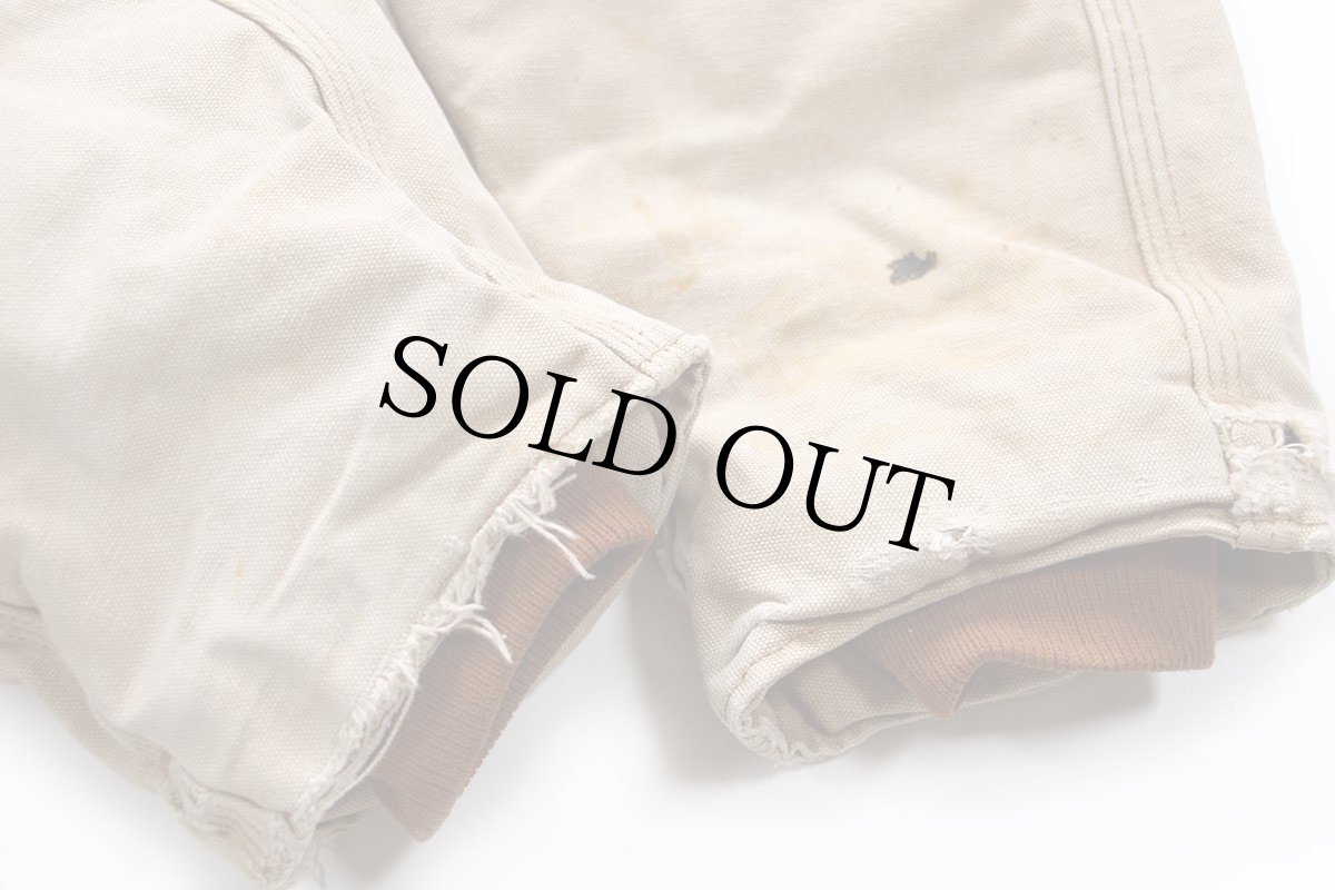 画像7: 00s USA製 carharttカーハート Miron ロゴ刺繍 キルティングライナー ダック地 トラディショナルジャケット 茶 フェード 52T (7)