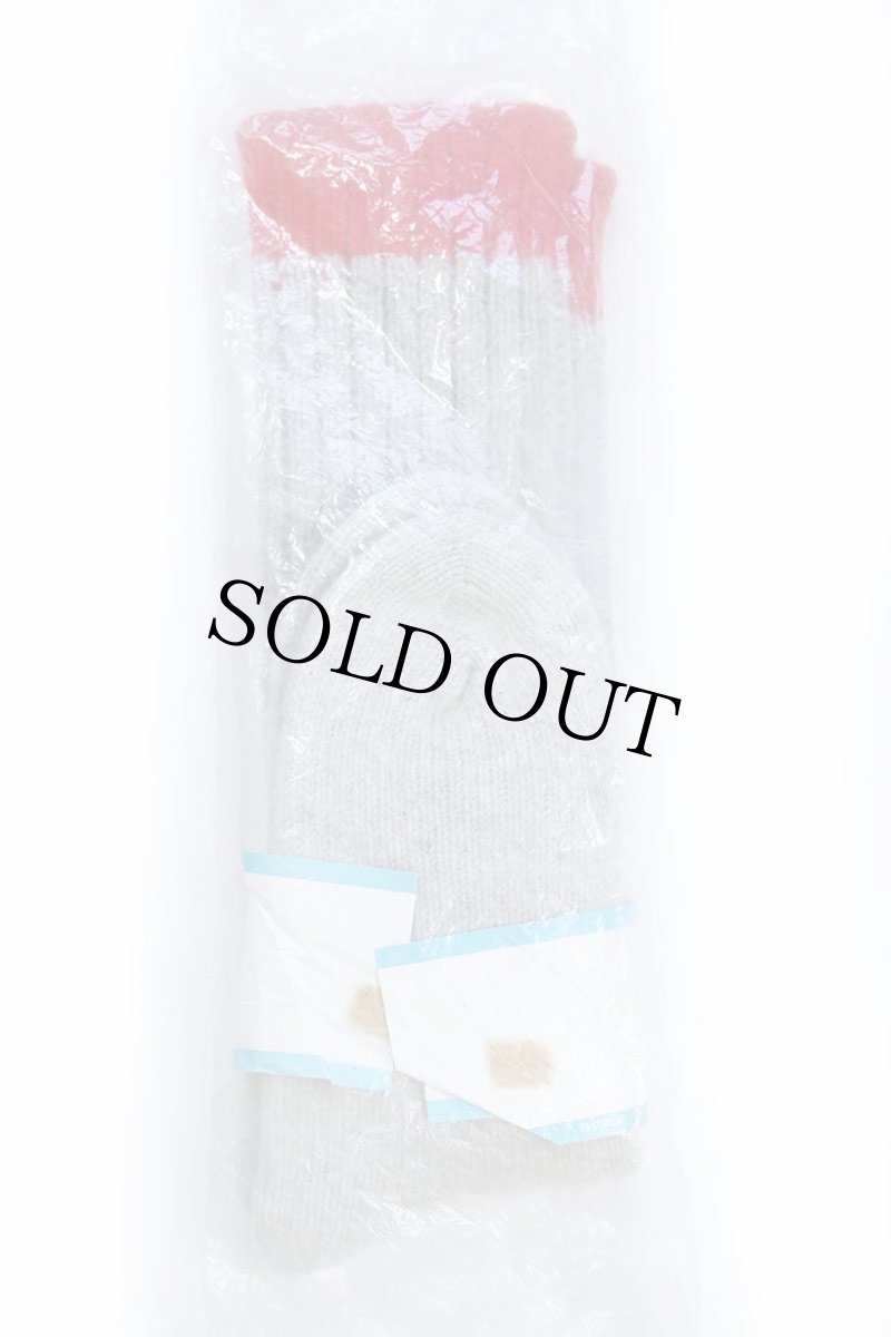 画像2: デッドストック★70s Sears OUTDOOR SOCKS ウールニット アウトドア ソックス 杢グレー×赤 11-12-13★靴下 (2)