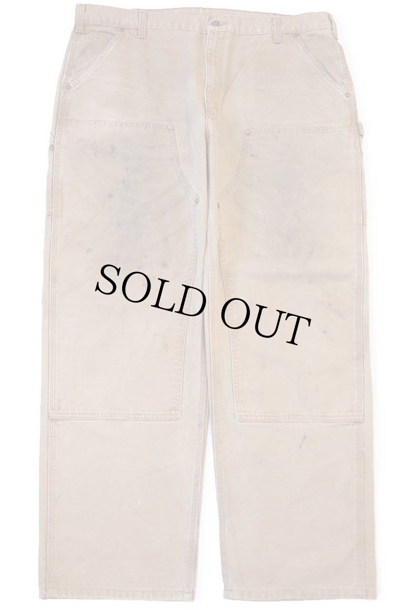 画像2: carharttカーハート ダブルニー ダック地 ペインターパンツ 茶 W42 (2)