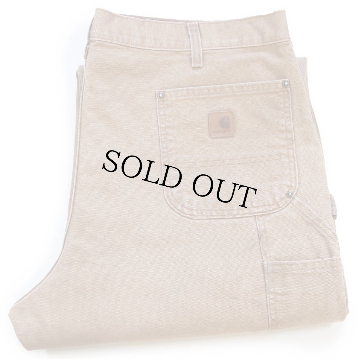 画像1: carharttカーハート ダブルニー ダック地 ペインターパンツ 茶 W42 (1)