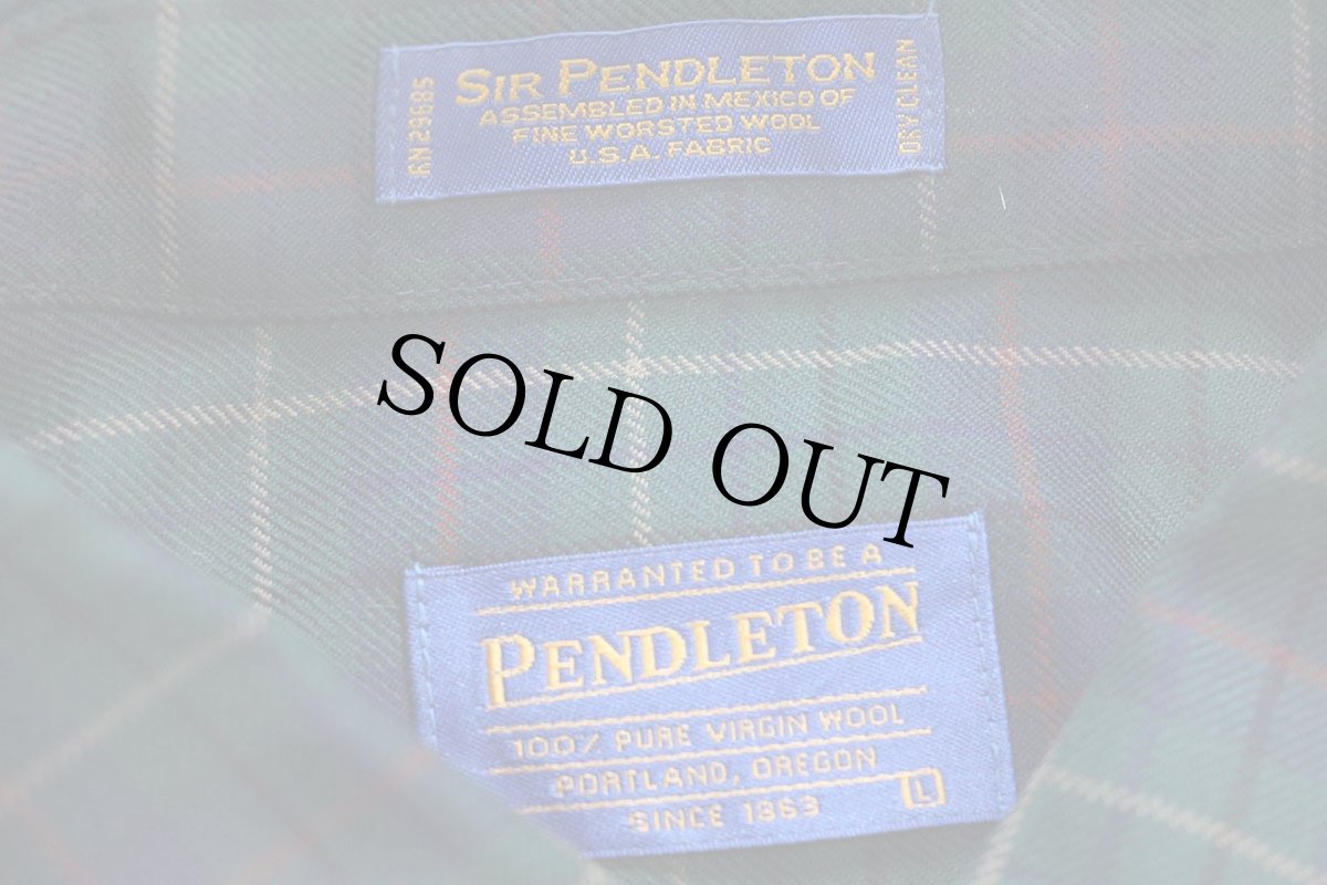 画像4: メキシコ製 SIR PENDLETONサーペンドルトン AUTHENTIC TARTAN タータンチェック ボタンダウン ウーステッド ウールシャツ L (4)