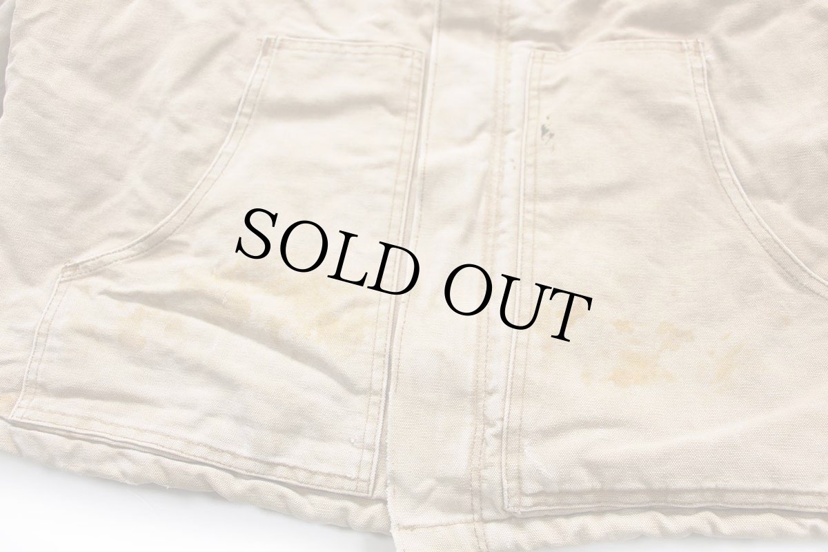 画像6: 00s USA製 carharttカーハート Miron ロゴ刺繍 キルティングライナー ダック地 トラディショナルジャケット 茶 フェード 52T (6)