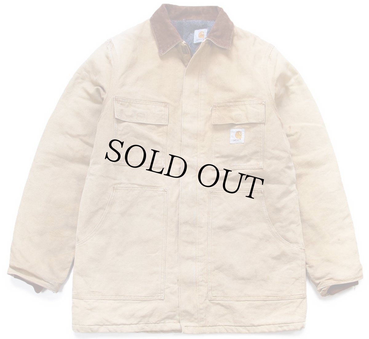 画像1: 90s carharttカーハート ブランケットライナー ダック地 トラディショナル ユーティリティ コート 茶 フェード (1)