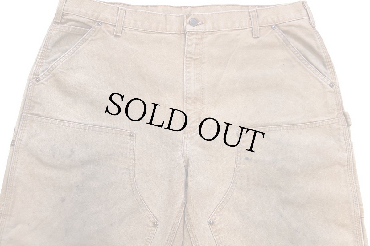 画像4: carharttカーハート ダブルニー ダック地 ペインターパンツ 茶 W42 (4)