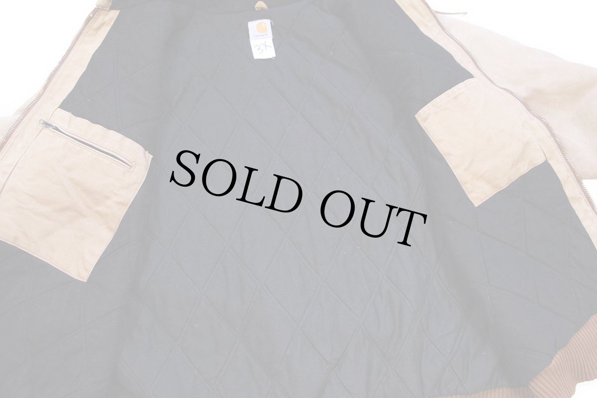 画像5: 90s USA製 carharttカーハート キルティングライナー ダック地 アクティブジャケット パーカー 茶 フェード 特大 (5)