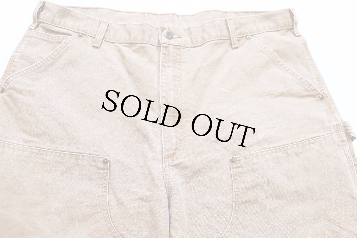 画像4: 00s メキシコ製 carharttカーハート ペンキ飛び ダブルニー ダック地 ペインターパンツ 茶 W40 L34 (4)