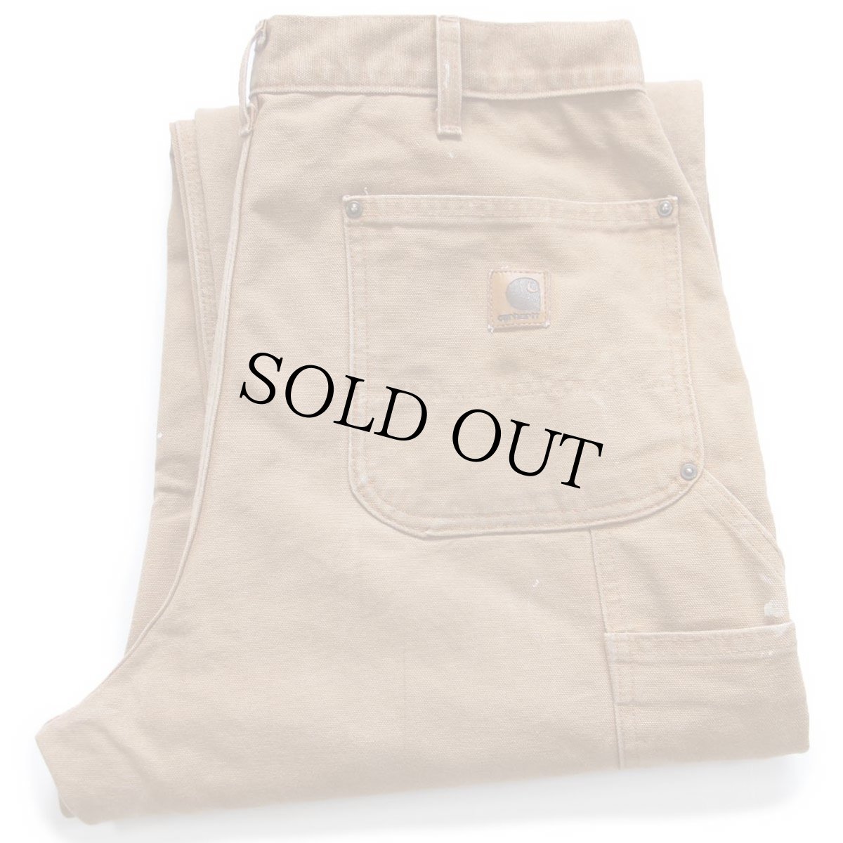 画像1: 00s メキシコ製 carharttカーハート ペンキ飛び ダブルニー ダック地 ペインターパンツ 茶 W36 L32 (1)