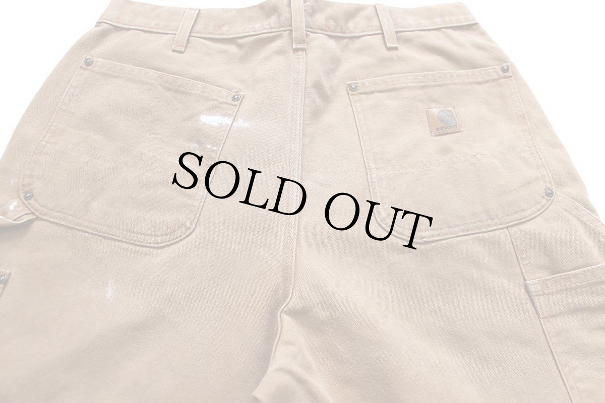 画像5: 00s メキシコ製 carharttカーハート ペンキ飛び ダブルニー ダック地 ペインターパンツ 茶 W36 L32 (5)