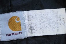 画像4: 90s USA製 carharttカーハート 刺繍入り キルティングライナー ダック地 アクティブジャケット パーカー 紺 フェード XL (4)