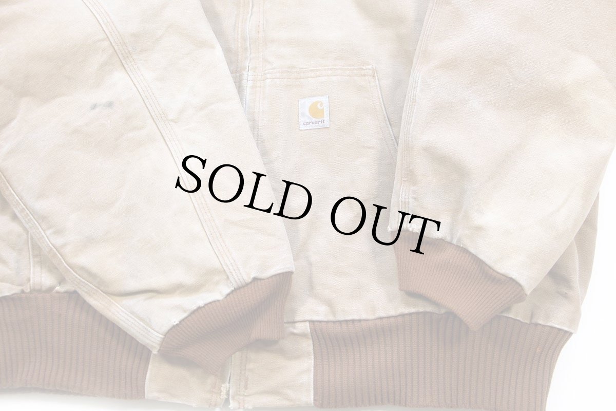 画像7: 90s USA製 carharttカーハート キルティングライナー ダック地 アクティブジャケット パーカー 茶 フェード 特大 (7)