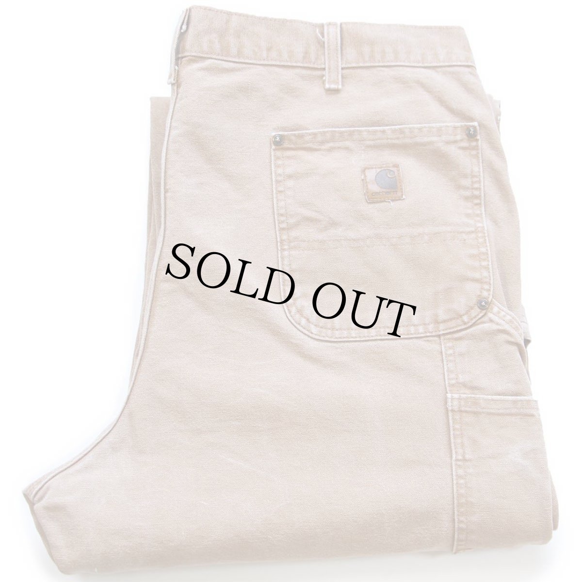 画像1: 00s メキシコ製 carharttカーハート ペンキ飛び ダブルニー ダック地 ペインターパンツ 茶 W40 L34 (1)