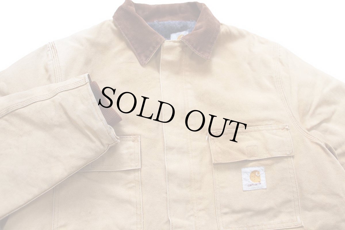 画像3: 90s carharttカーハート ブランケットライナー ダック地 トラディショナル ユーティリティ コート 茶 フェード (3)