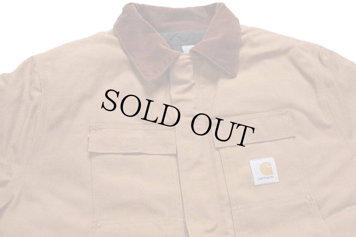 画像3: 00s USA製 carharttカーハート キルティングライナー ダック地 トラディショナルコート 茶 54R★特大 (3)