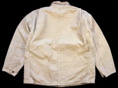 画像2: 90s USA製 carharttカーハート ブランケットライナー ダック地 チョアコート カバーオール 薄茶 R-L (2)