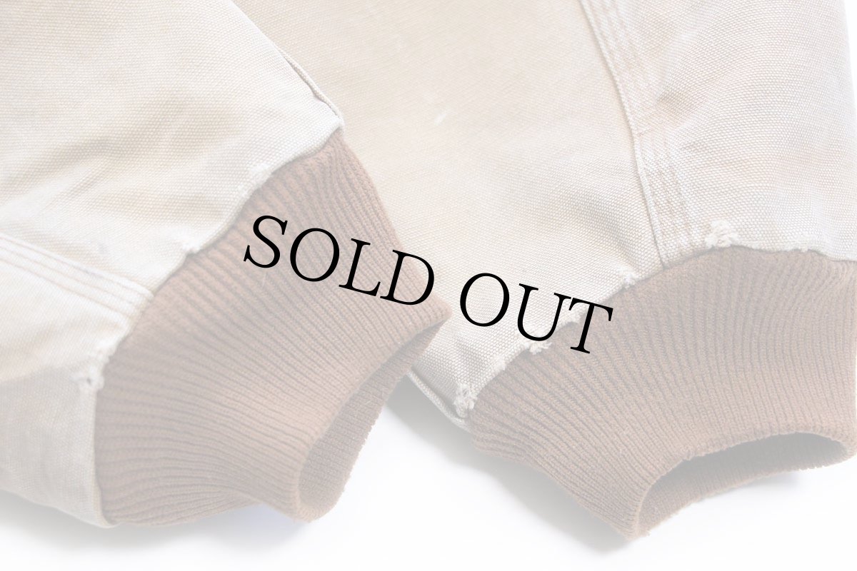 画像8: 90s USA製 carharttカーハート キルティングライナー ダック地 アクティブジャケット パーカー 茶 フェード 特大 (8)