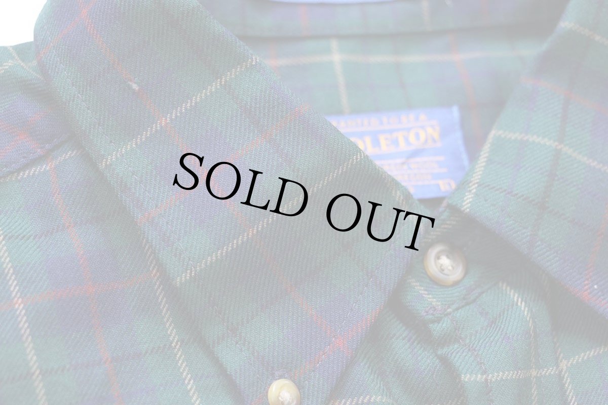 画像5: メキシコ製 SIR PENDLETONサーペンドルトン AUTHENTIC TARTAN タータンチェック ボタンダウン ウーステッド ウールシャツ L (5)