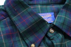 画像5: メキシコ製 SIR PENDLETONサーペンドルトン AUTHENTIC TARTAN タータンチェック ボタンダウン ウーステッド ウールシャツ L (5)