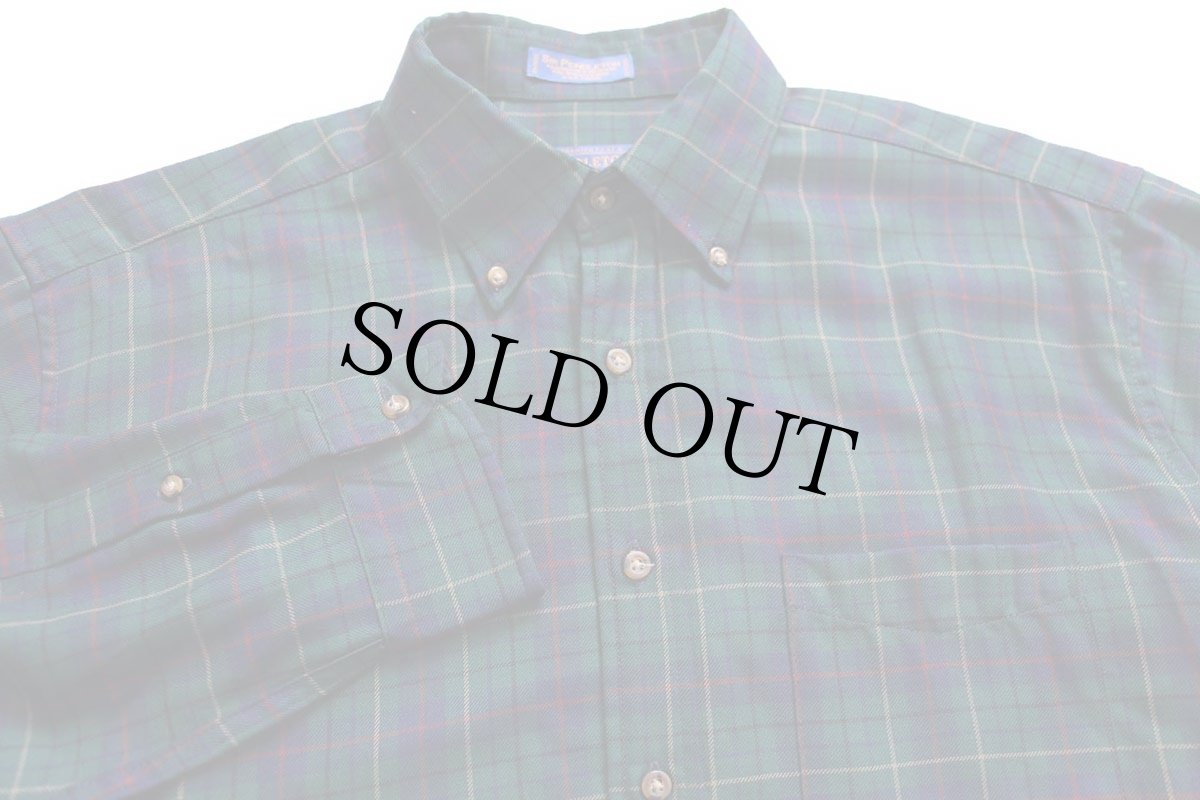 画像3: メキシコ製 SIR PENDLETONサーペンドルトン AUTHENTIC TARTAN タータンチェック ボタンダウン ウーステッド ウールシャツ L (3)