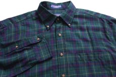 画像3: メキシコ製 SIR PENDLETONサーペンドルトン AUTHENTIC TARTAN タータンチェック ボタンダウン ウーステッド ウールシャツ L (3)