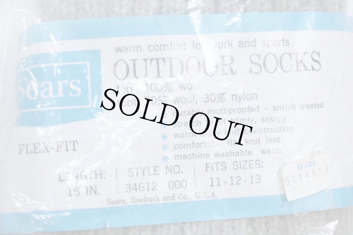 画像3: デッドストック★70s Sears OUTDOOR SOCKS ウールニット アウトドア ソックス 杢グレー×赤 11-12-13★靴下 (3)