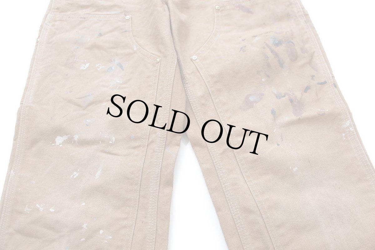 画像8: USA製 carharttカーハート ペンキ飛び ダブルニー ダック地 ペインターパンツ 茶 W32 L32 (8)