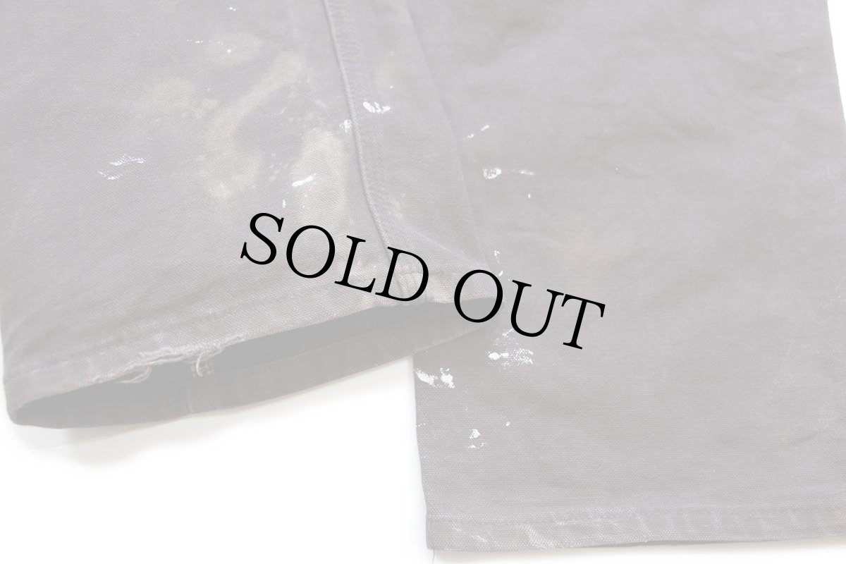 画像8: 00s メキシコ製 carharttカーハート ペンキ＆ブリーチ飛び ダブルニー ダック地 ペインターパンツ 焦げ茶 W33 L32 (8)