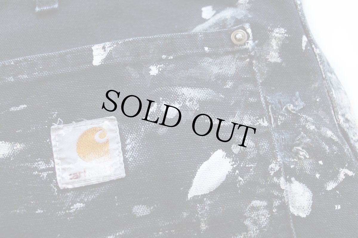 画像8: USA製 carharttカーハート ペンキ飛び ダブルニー ダック地 ペインターパンツ 黒 W33 (8)