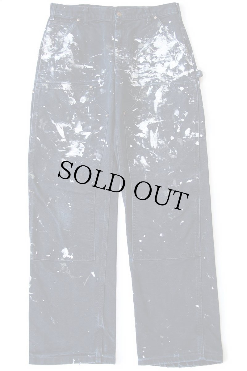 画像2: USA製 carharttカーハート ペンキ飛び ダブルニー ダック地 ペインターパンツ 黒 W33 (2)