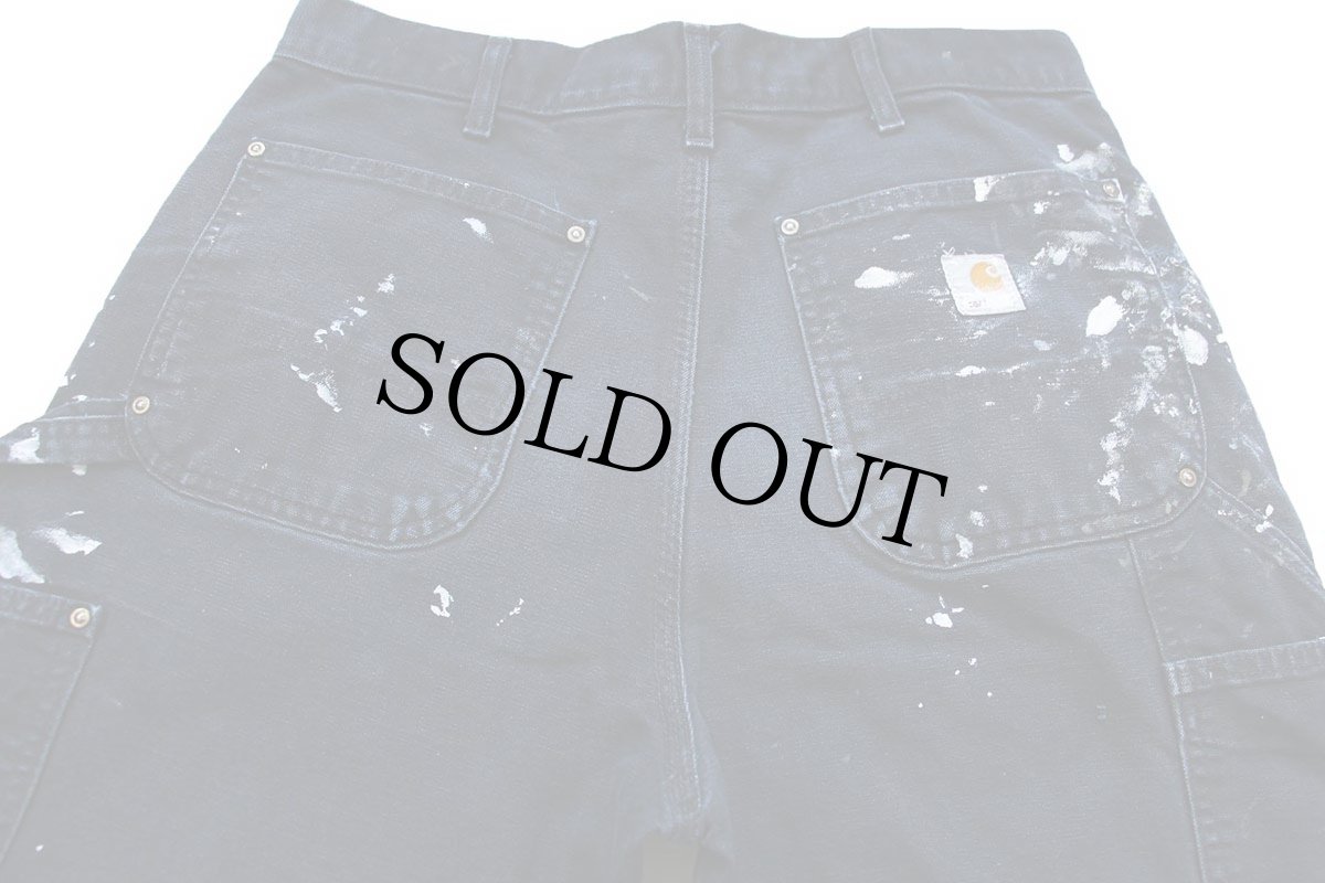 画像5: USA製 carharttカーハート ペンキ飛び ダブルニー ダック地 ペインターパンツ 黒 W33 (5)