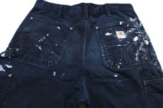 画像5: USA製 carharttカーハート ペンキ飛び ダブルニー ダック地 ペインターパンツ 黒 W33 (5)