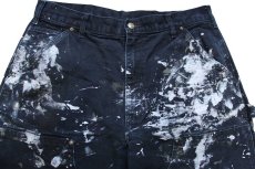 画像4: USA製 carharttカーハート ペンキ飛び ダブルニー ダック地 ペインターパンツ 黒 W33 (4)