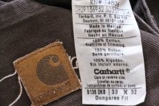 画像6: 00s メキシコ製 carharttカーハート ペンキ＆ブリーチ飛び ダブルニー ダック地 ペインターパンツ 焦げ茶 W33 L32 (6)