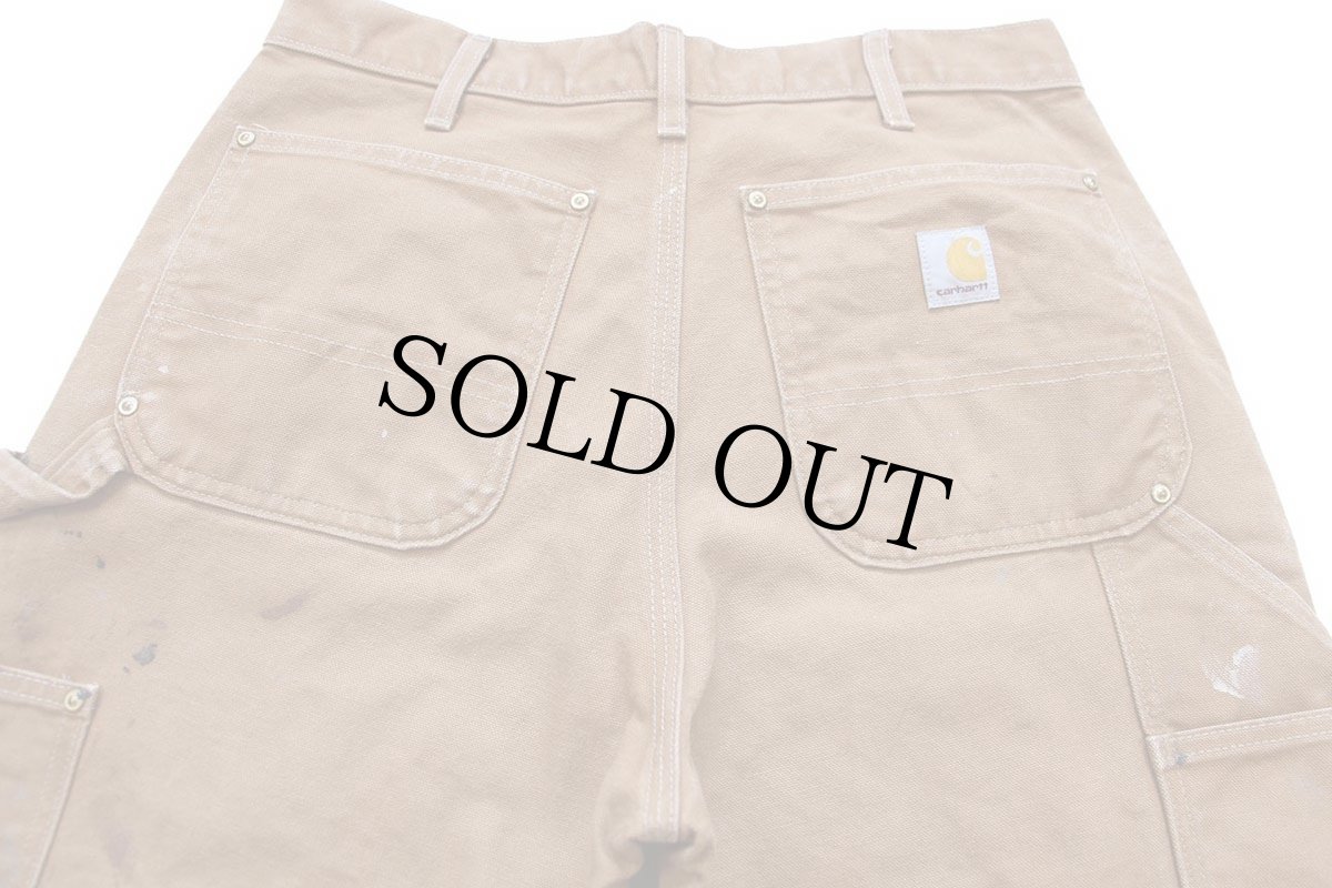 画像5: USA製 carharttカーハート ペンキ飛び ダブルニー ダック地 ペインターパンツ 茶 W32 L32 (5)